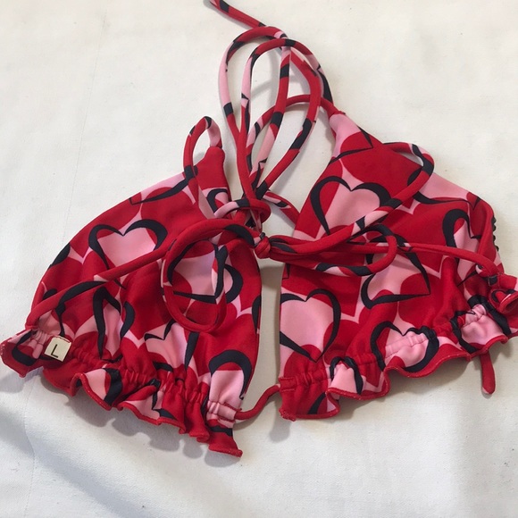 New Le Doux Rhinestone/Hearts Bikini Top Large - Picture 4 of 5